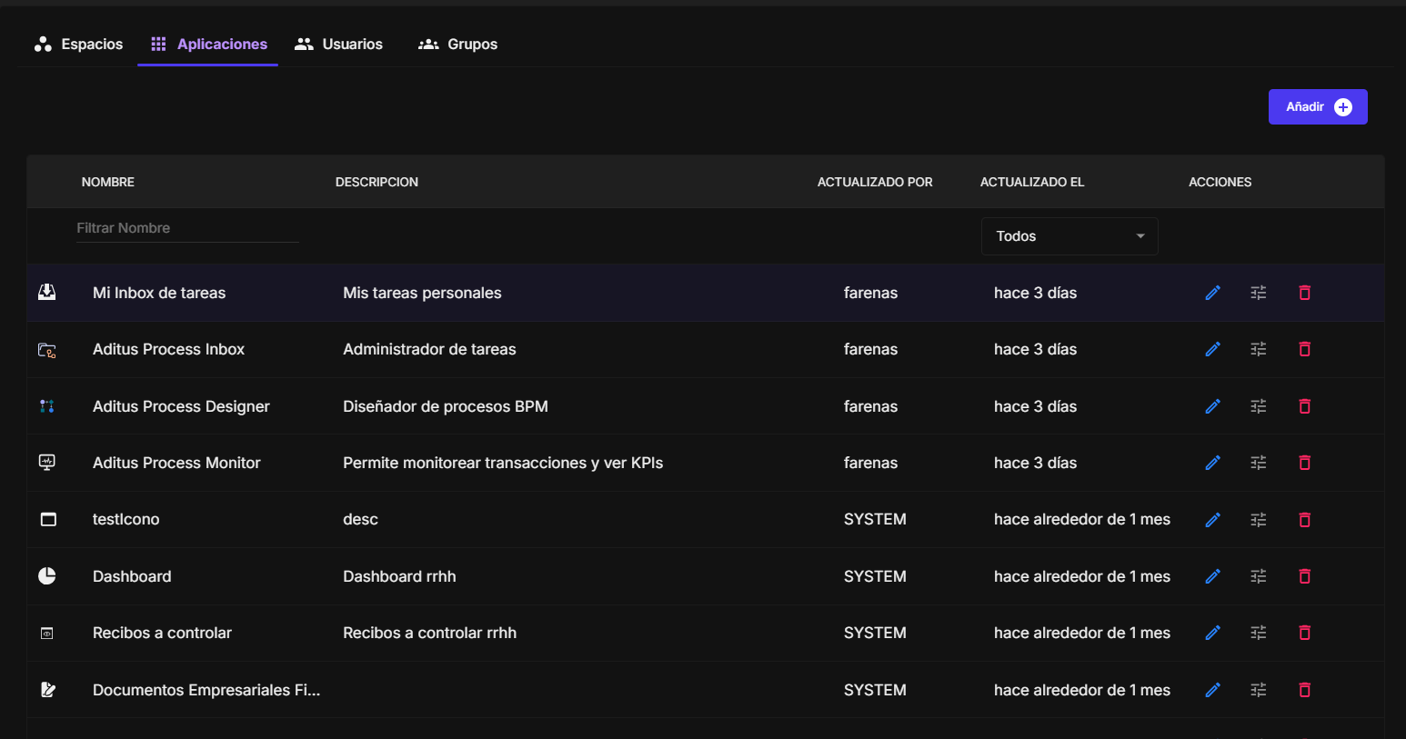 Catálogo de aplicaciones del portal